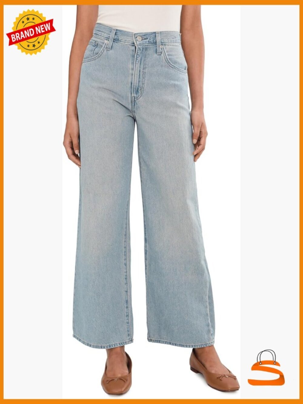 High Rise Baggy Jeans with Waist Adjusters, Wide Leg Straight Jeans